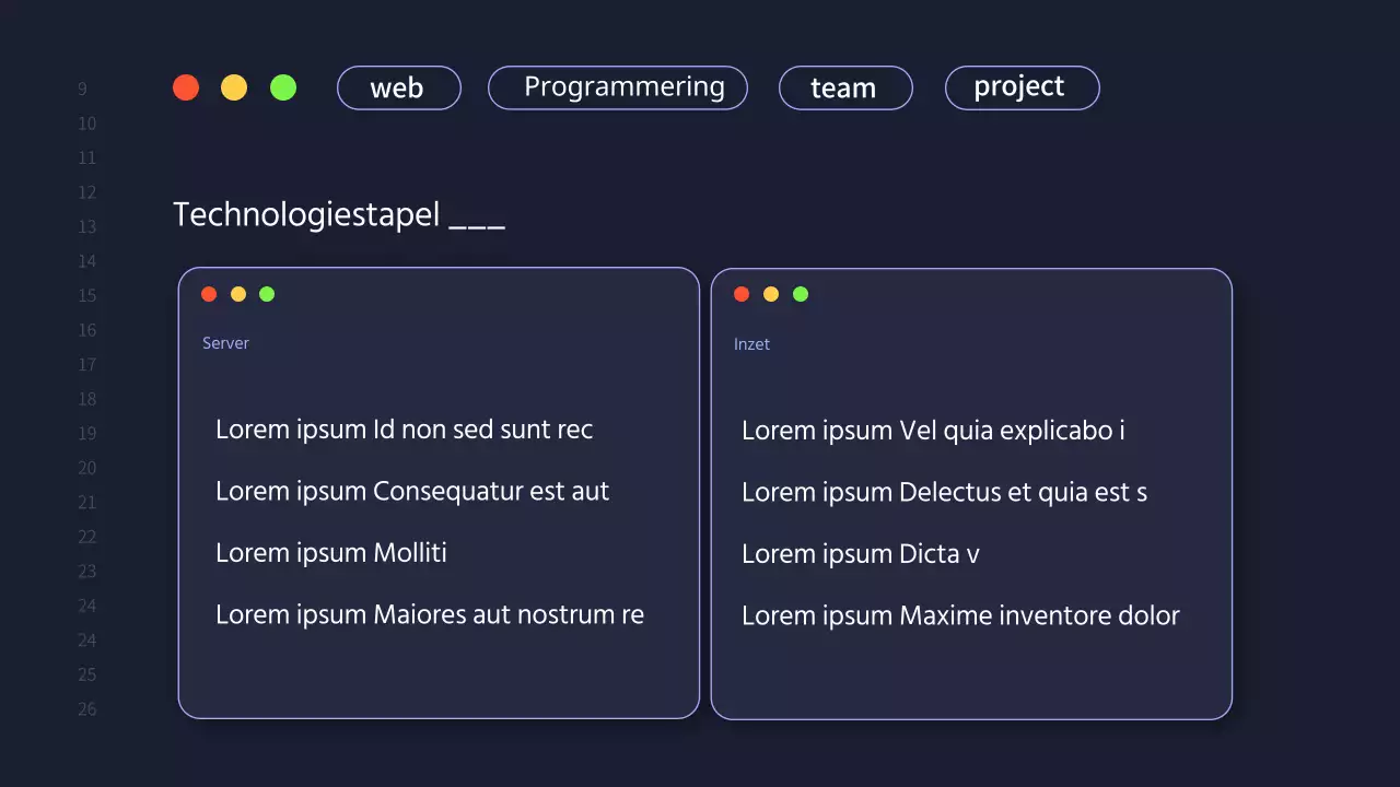 Een eenvoudig projectvoorstel voor een ontwikkelingsteam in marineblauw