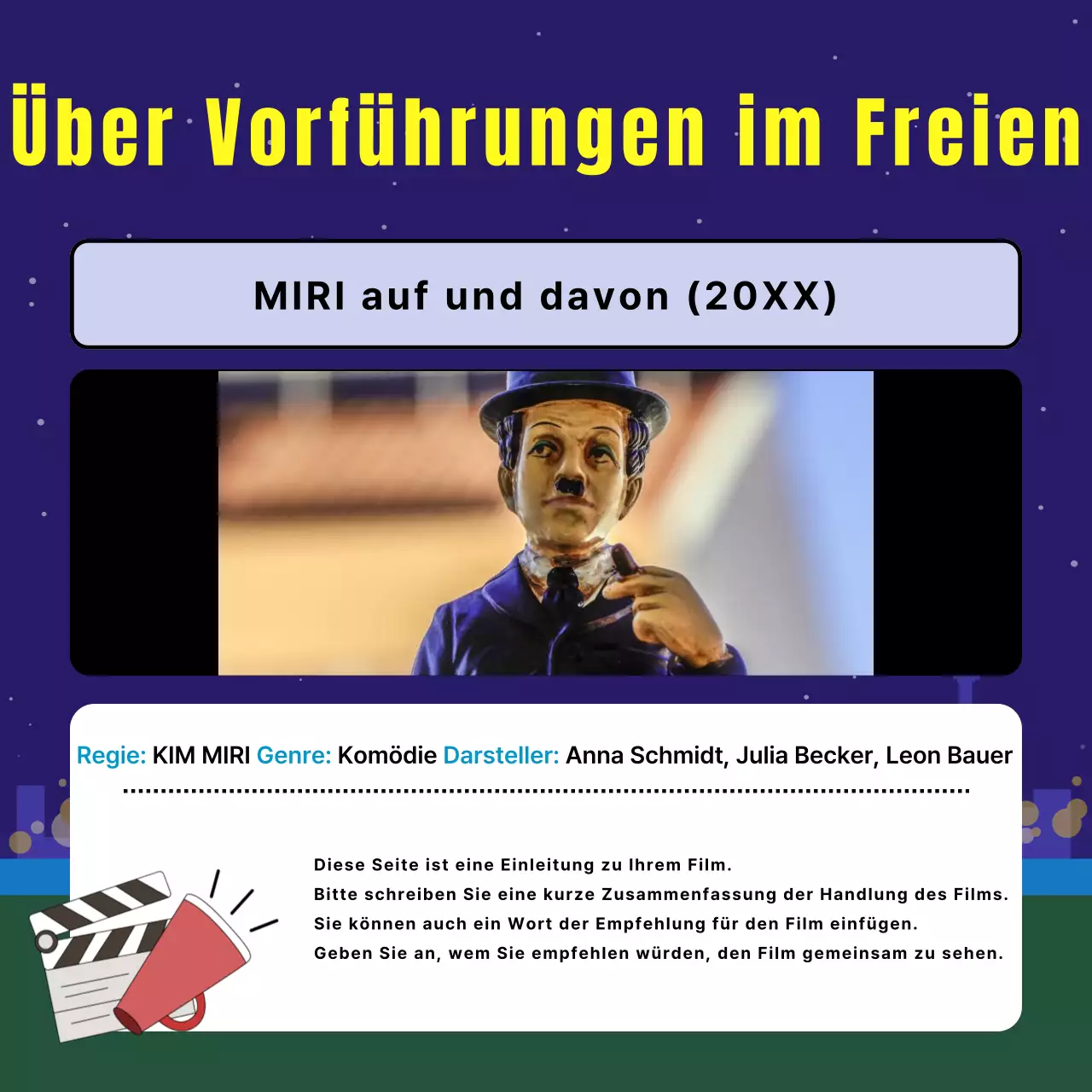 Förderung von Filmvorführungen im Freien mit dem Sodomie-Trend