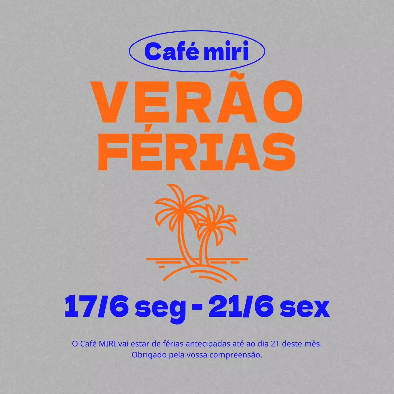 Anúncios de férias de verão em azul e laranja