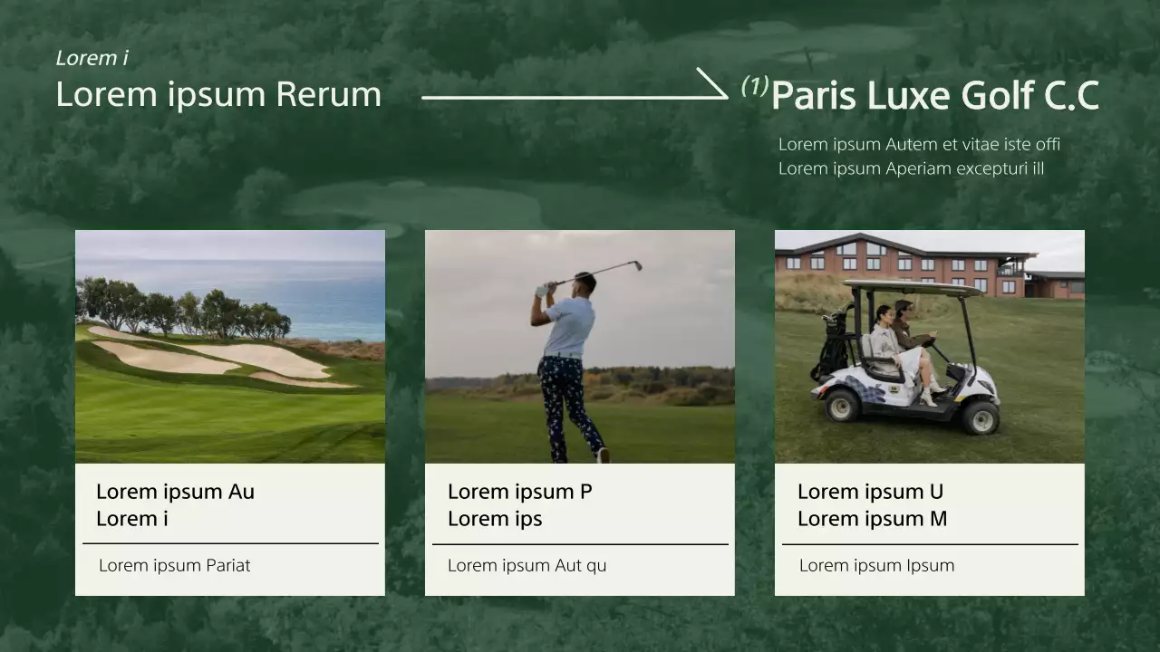 Un guide de voyage de golf moderne en kaki et ivoire