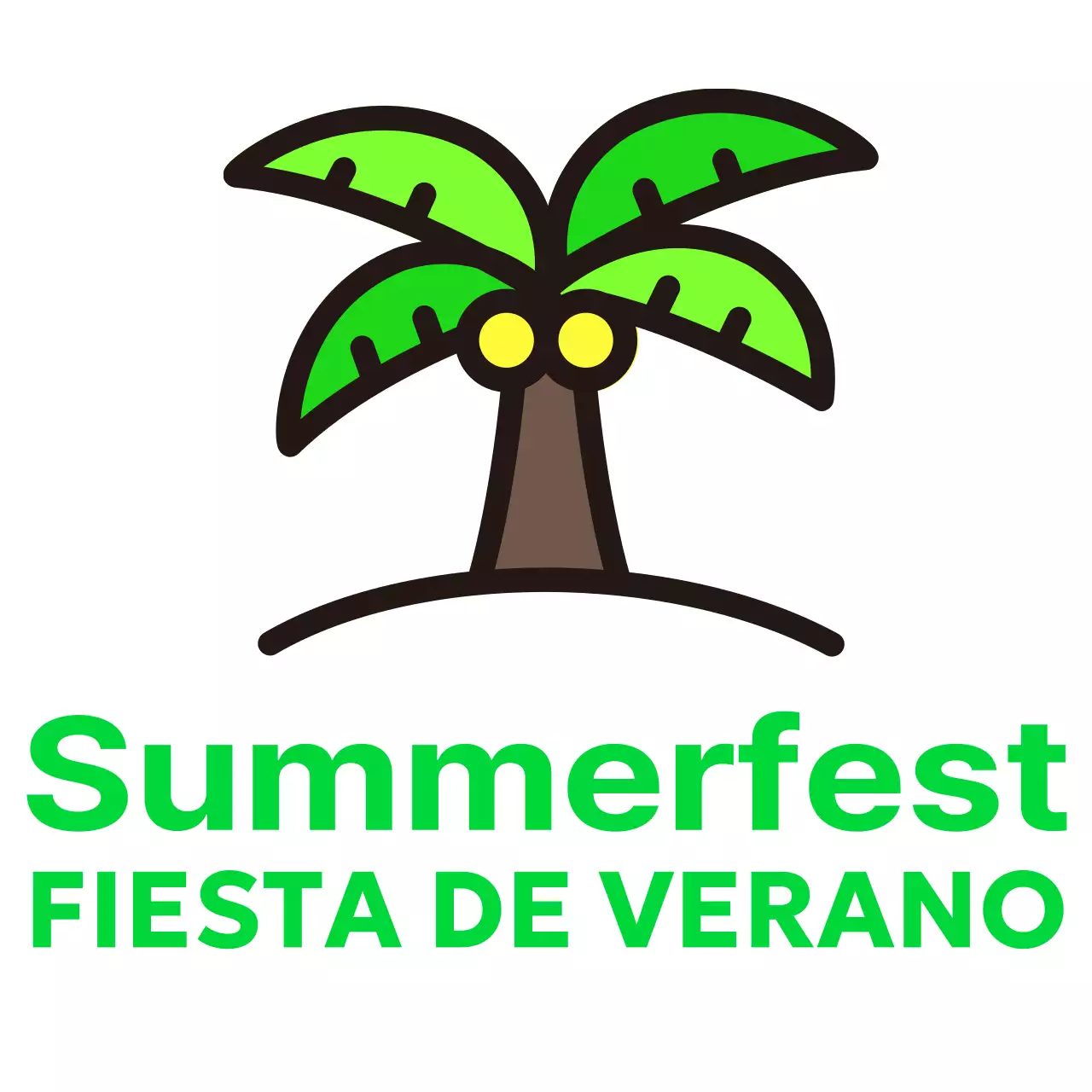 Festival de verano sencillo con ilustraciones de palmeras