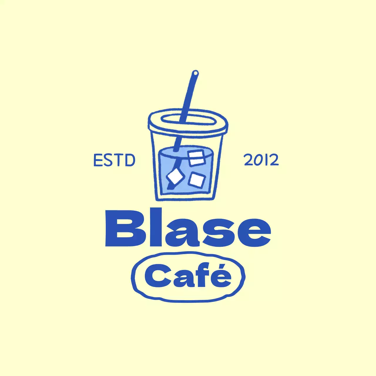 Werbung für ein gelbes und blaues Cafe-Getränke-Illustrationskonzept