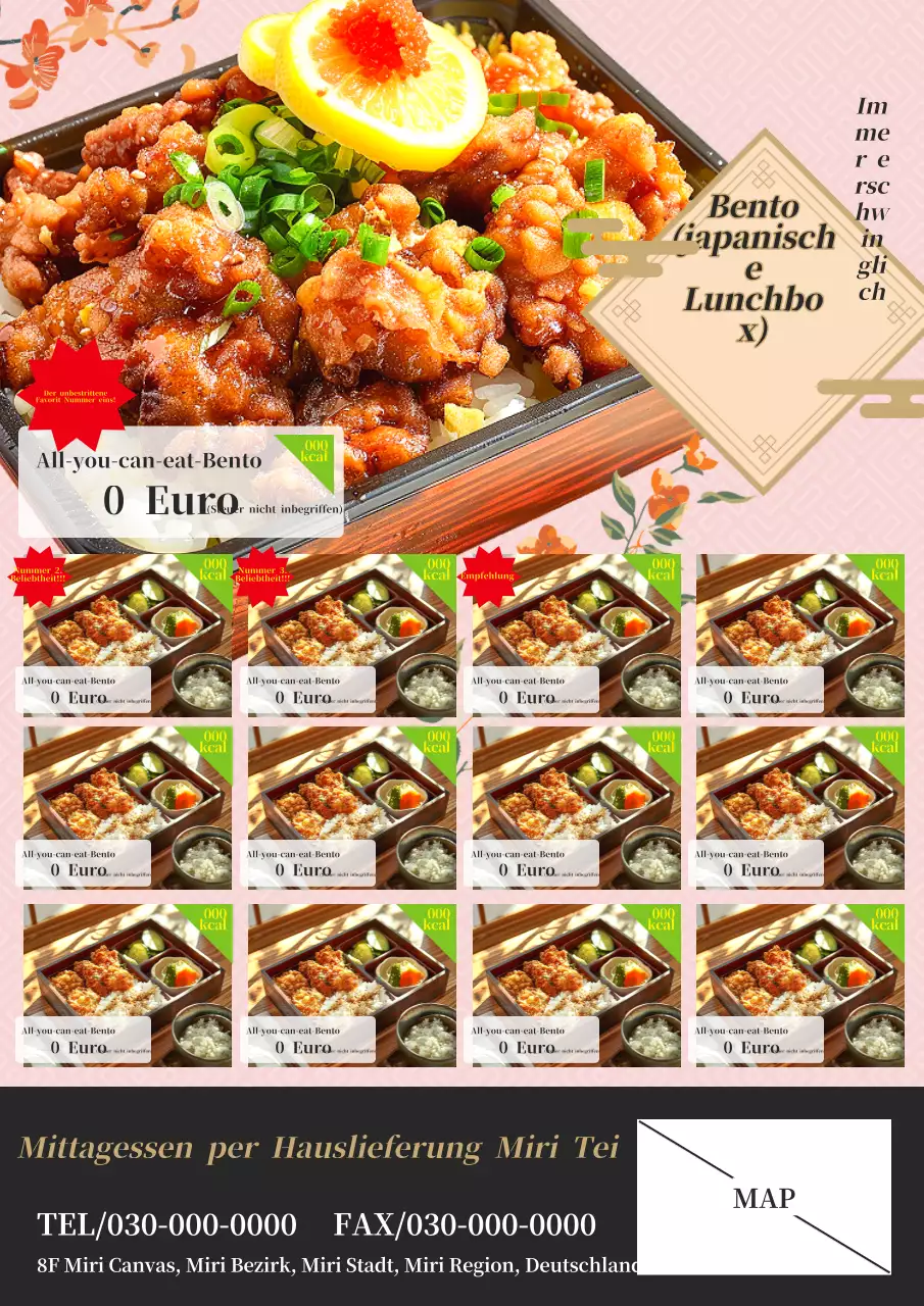 Niedliche rosa und grüne Basic-Lunchbox-Lieferanzeige