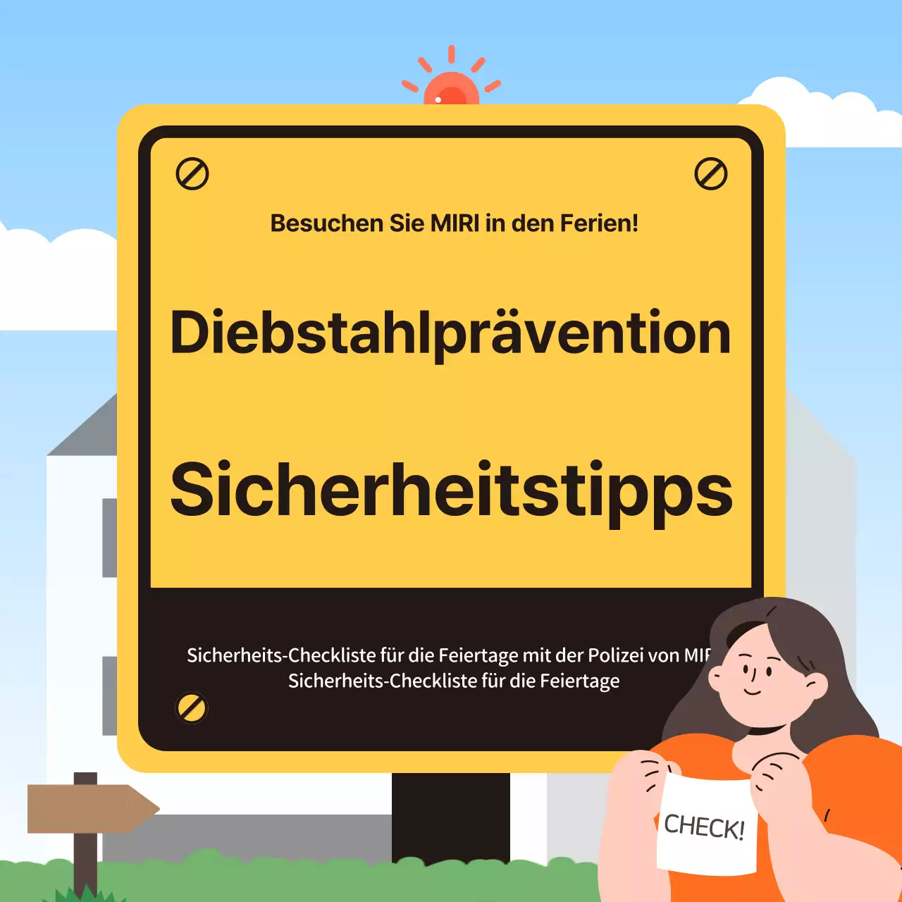 Sicherheitstipps für den Urlaub in braun und gelb hervorgehoben