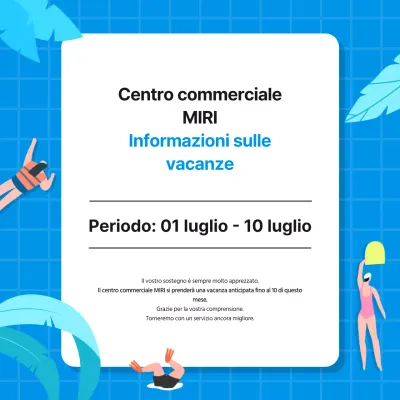 Un semplice annuncio di vacanze estive in blu e bianco