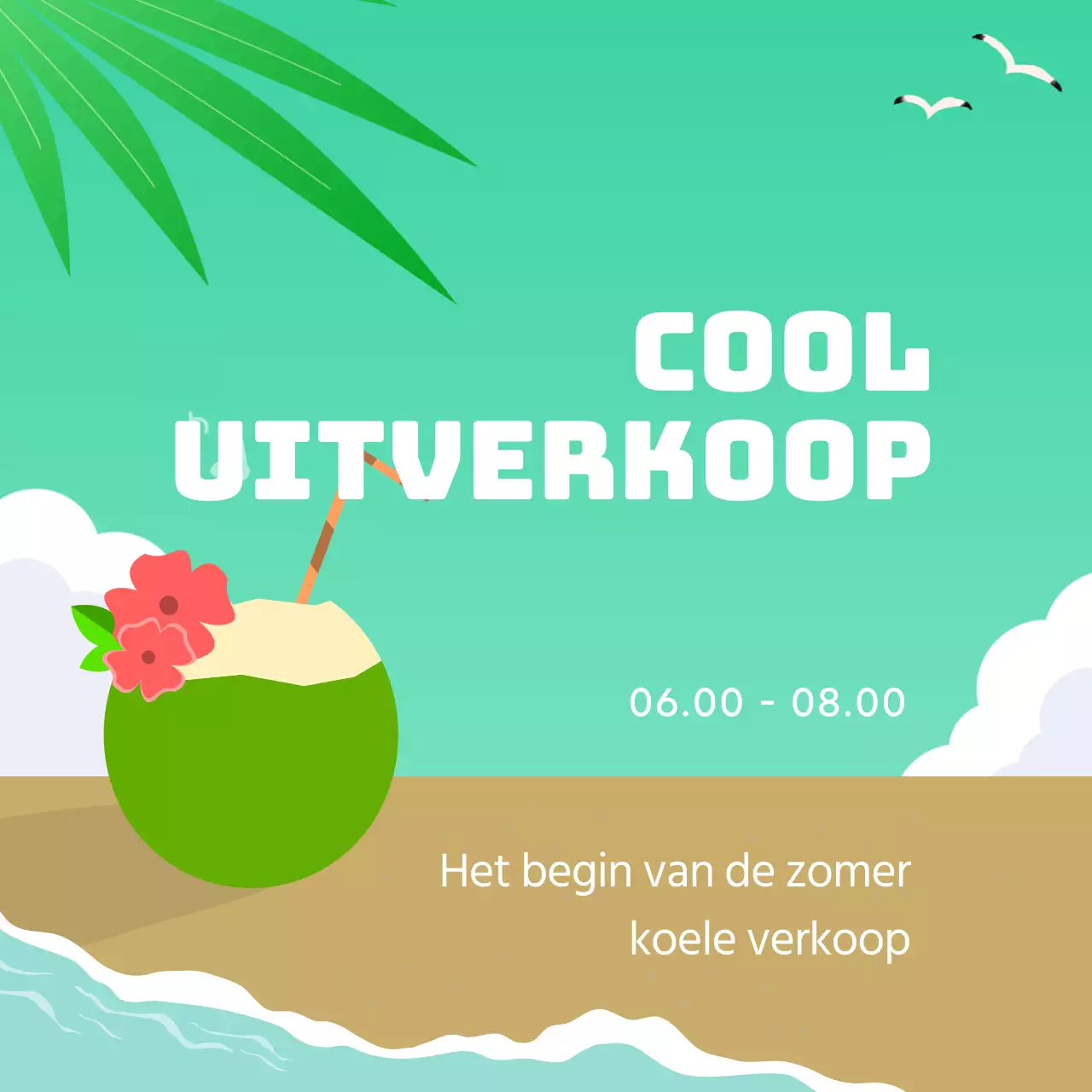 Tropische zomer uitverkoopgids in lichtblauw en geel