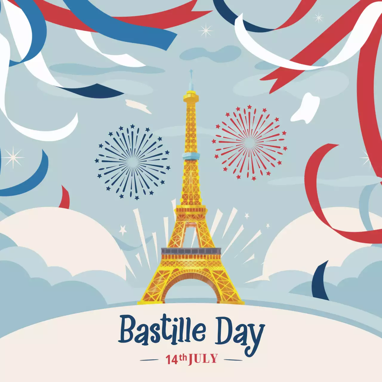 Blue Traditional Celebration Announcement Social Media Post