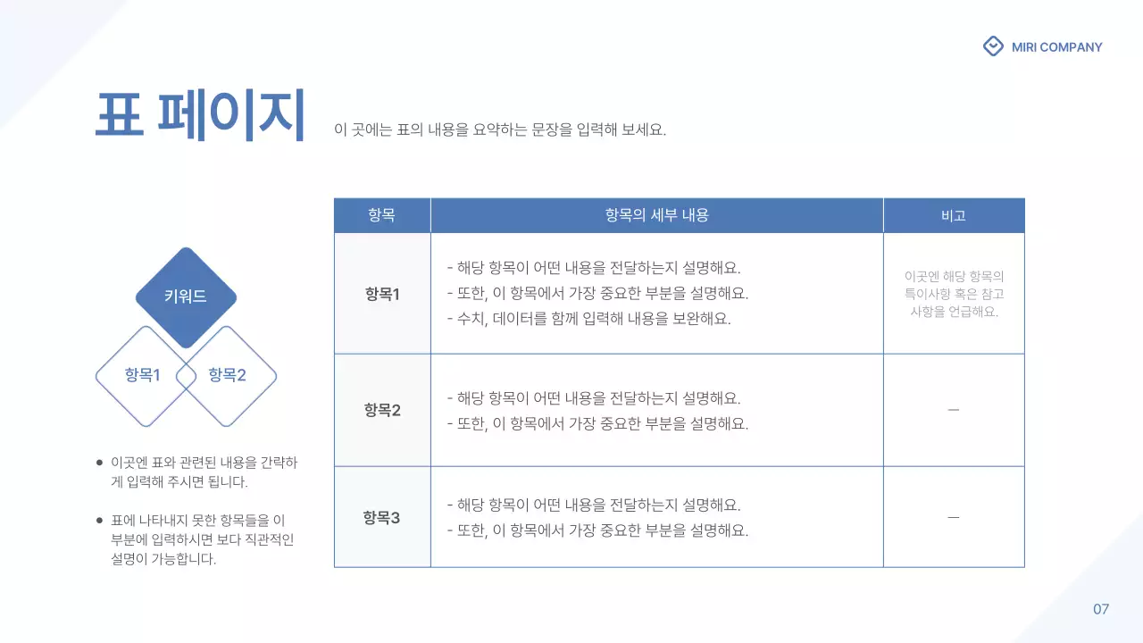파랑과 하늘색의 심플한 기업 보고서