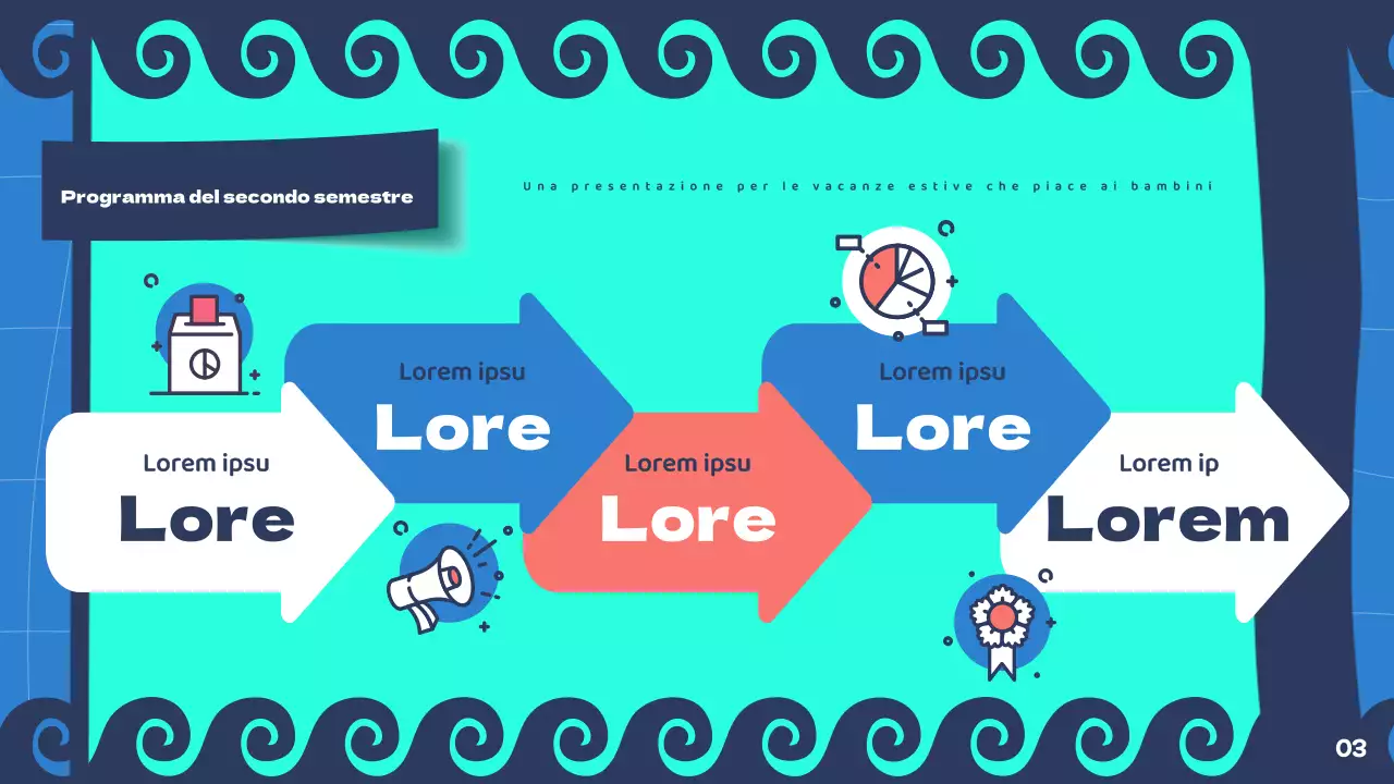 Presentazione delle vacanze estive in blu navy e menta