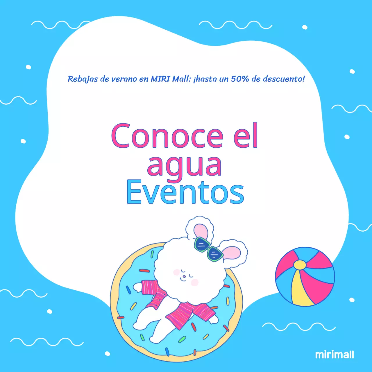 Anuncio pop-art de un evento veraniego en chartreuse y azul claro