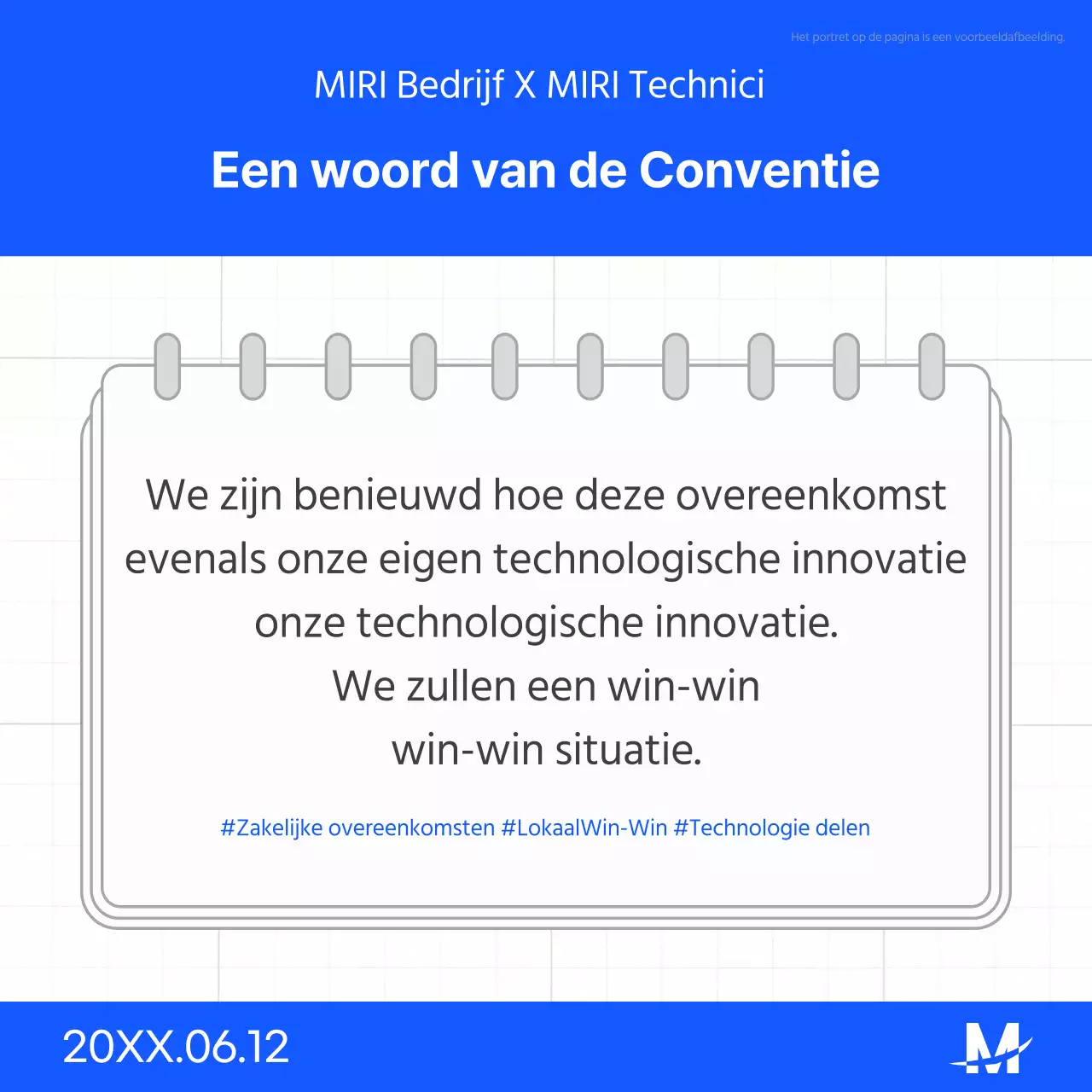 Een eenvoudige blauw-witte MOU-signeerpresentatie