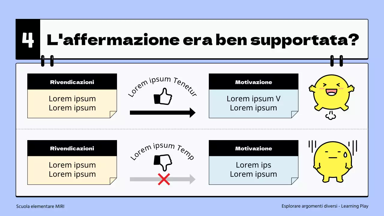 Materiale semplice per le arti linguistiche della scuola primaria in azzurro e giallo