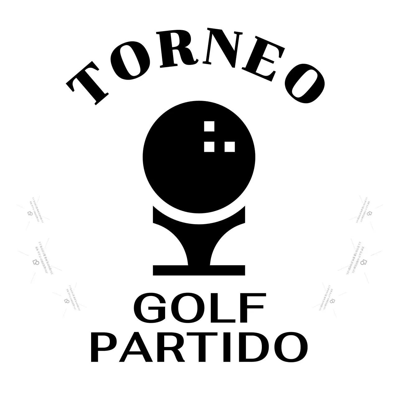 Marca de palo con ilustración de pelota de golf para fines promocionales