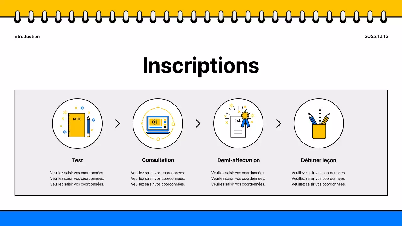 Promouvoir une brochure scolaire simple, jaune et bleue