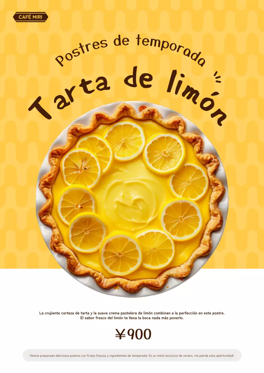 Promocione una nueva carta de postres de verano con un bonito color amarillo