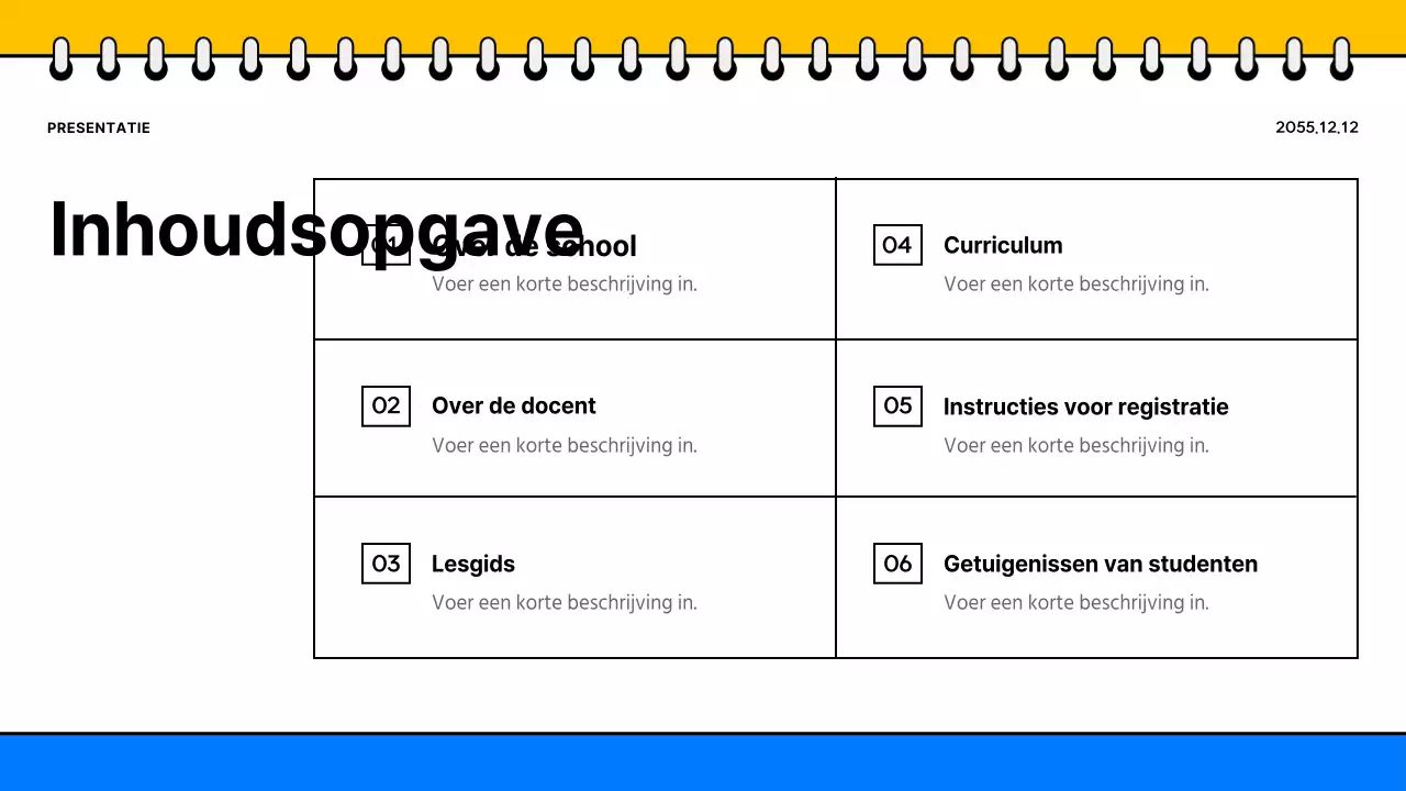 Een eenvoudige geelblauwe schoolbrochure promoten