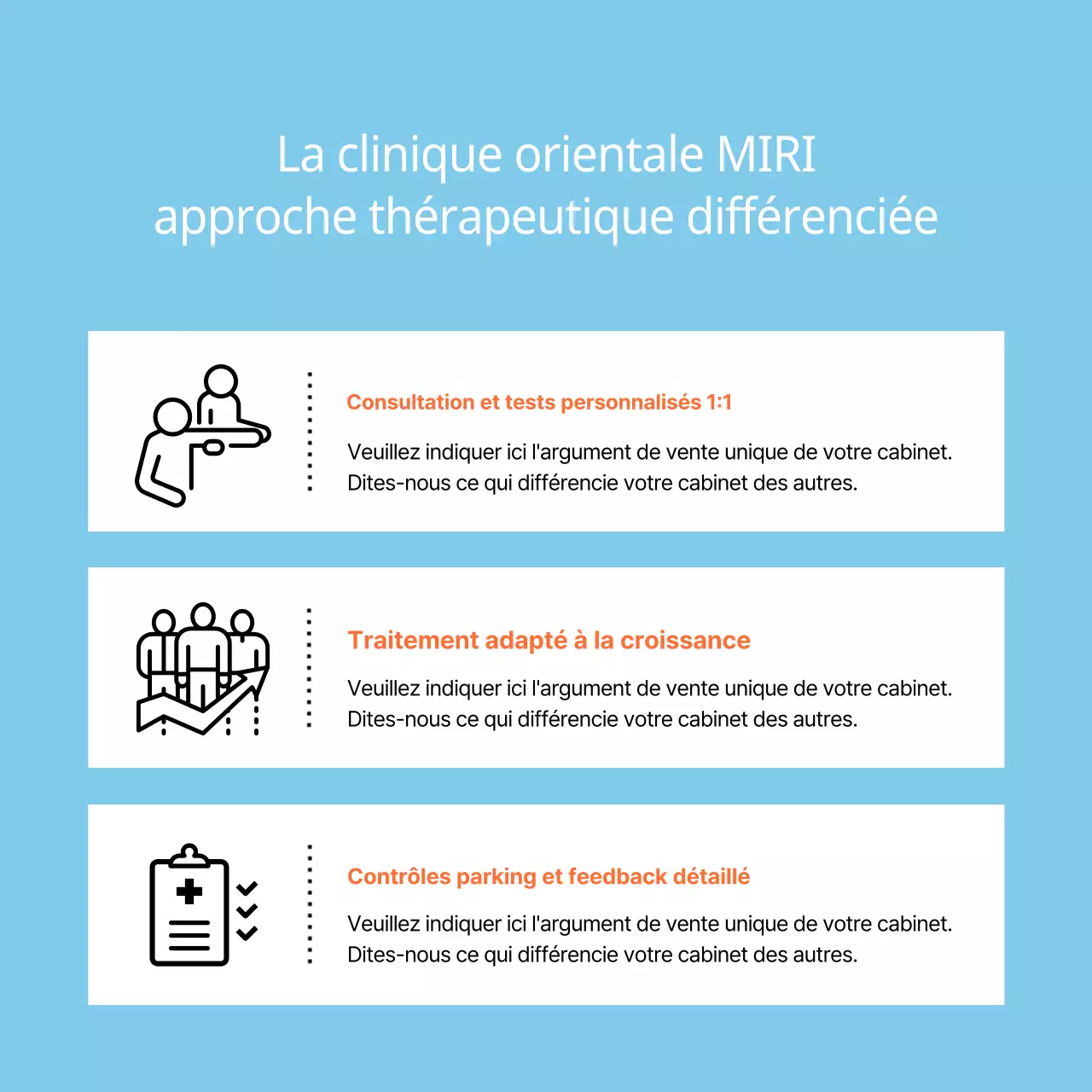 Promotion d'une clinique de médecine chinoise simple pour la croissance des enfants en bleu clair et orange