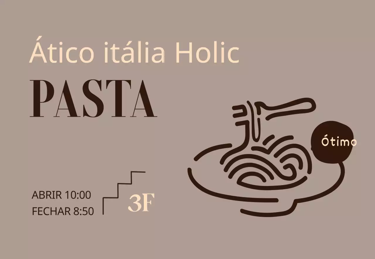 Design de sinalética com ilustração de menu de massas atmosféricas de estilo ocidental moderno
