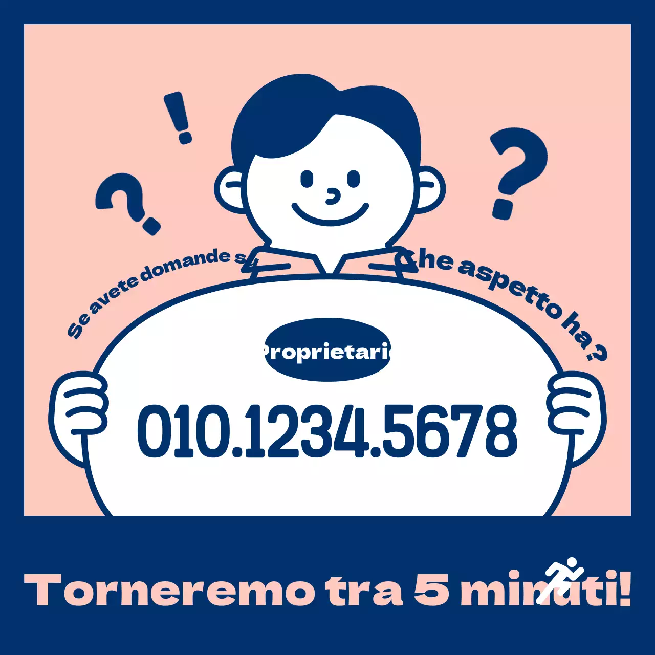 Semplice vetrina non presidiata in blu navy e rosa Informazioni di contatto