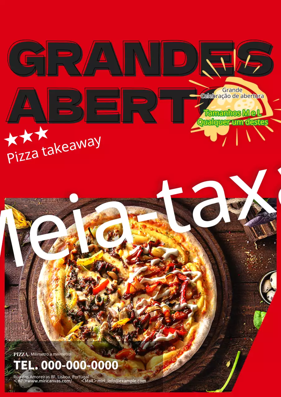 Anúncio simples e moderno de pizzaria takeaway em vermelho