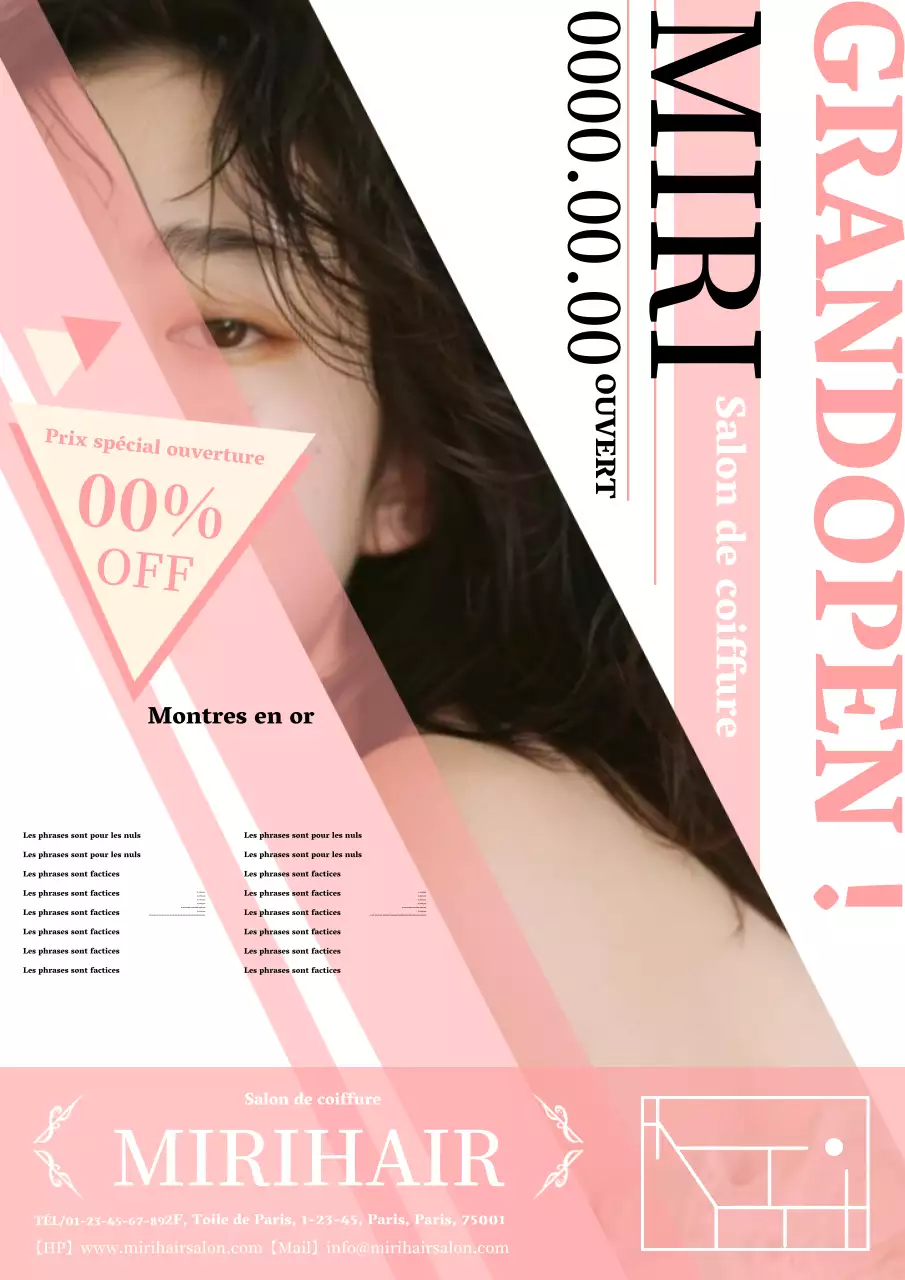 Publicité pour un salon de coiffure géométrique moderne et rose