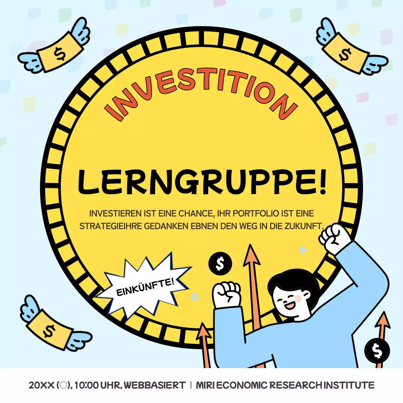 Beschreibung des Anlageportfolios in hellblau und gelb hervorgehoben