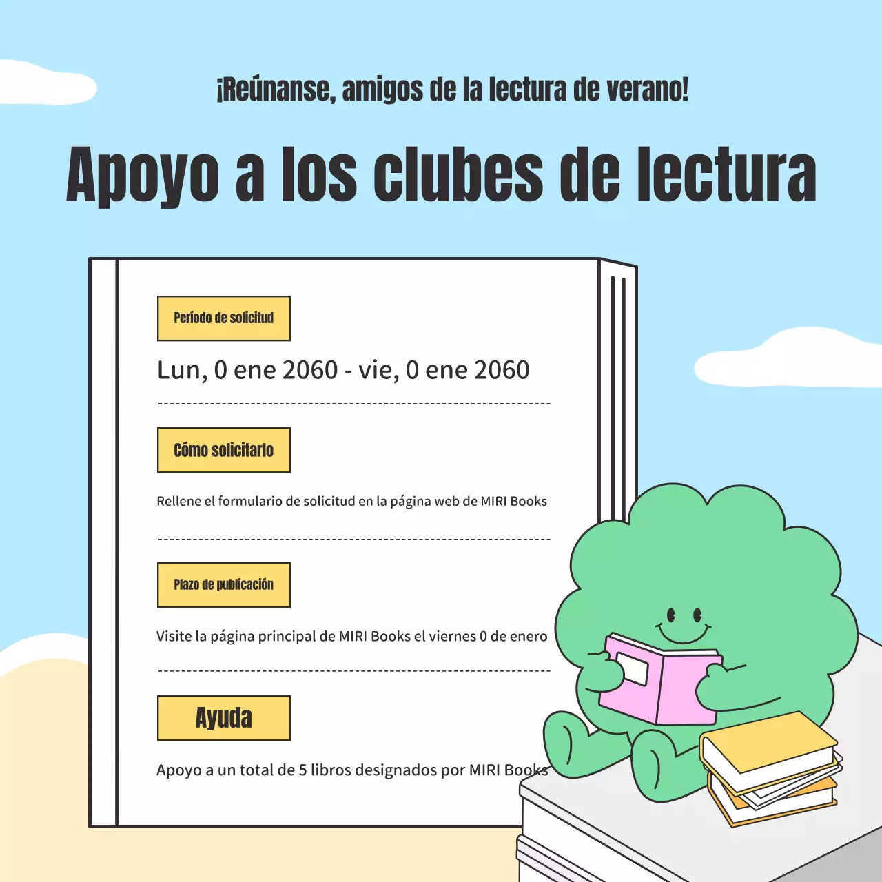 Promueva un acogedor grupo de lectura estival en azul claro y beige