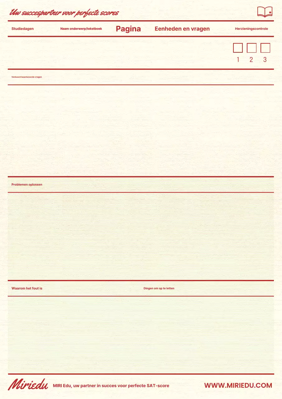 Een vintage rood met limoengroen organiser voor antwoordsleutels