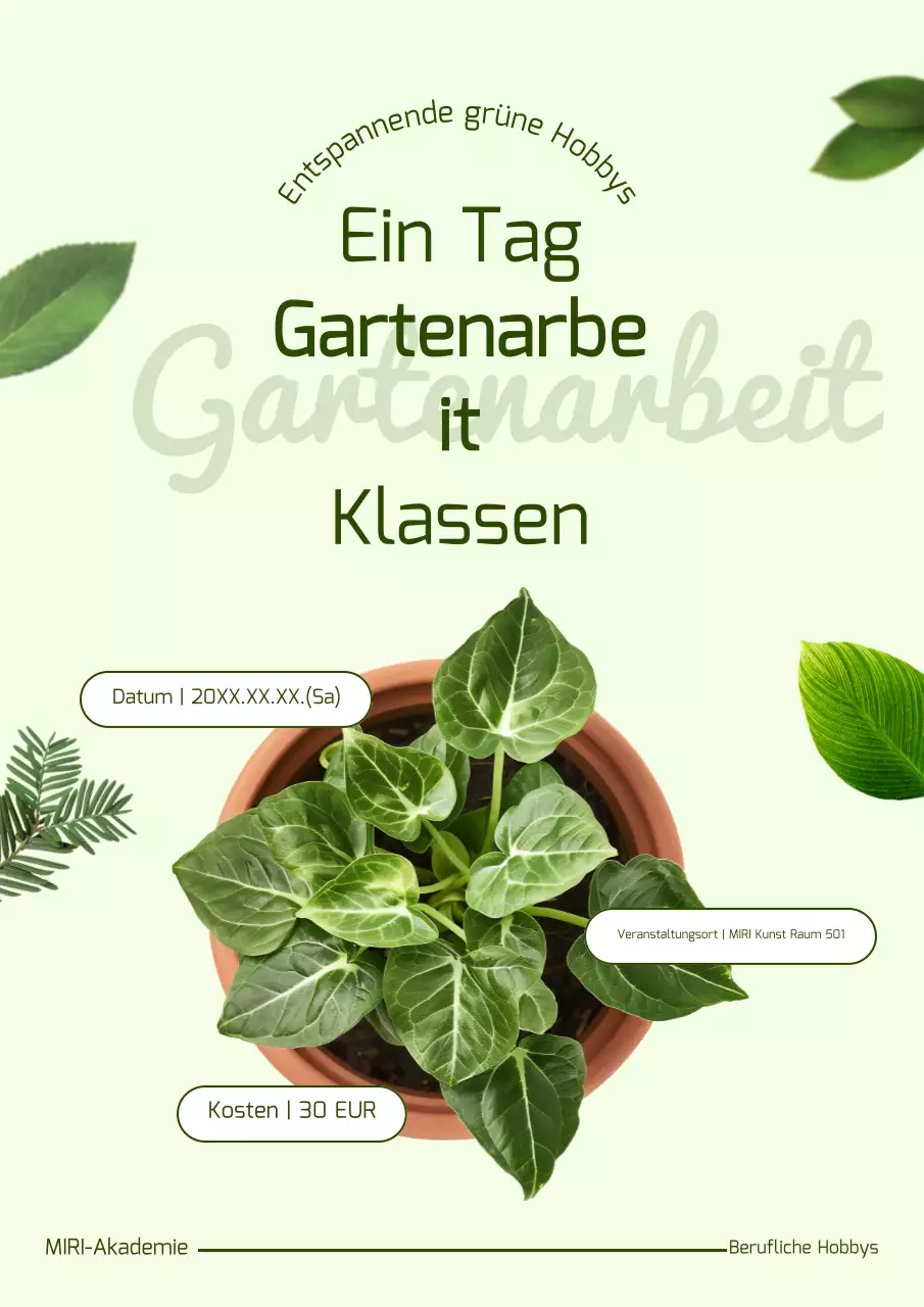 Förderung von eintägigen Kursen zum natürlichen Gärtnern mit einjährigen Pflanzen und Grünpflanzen