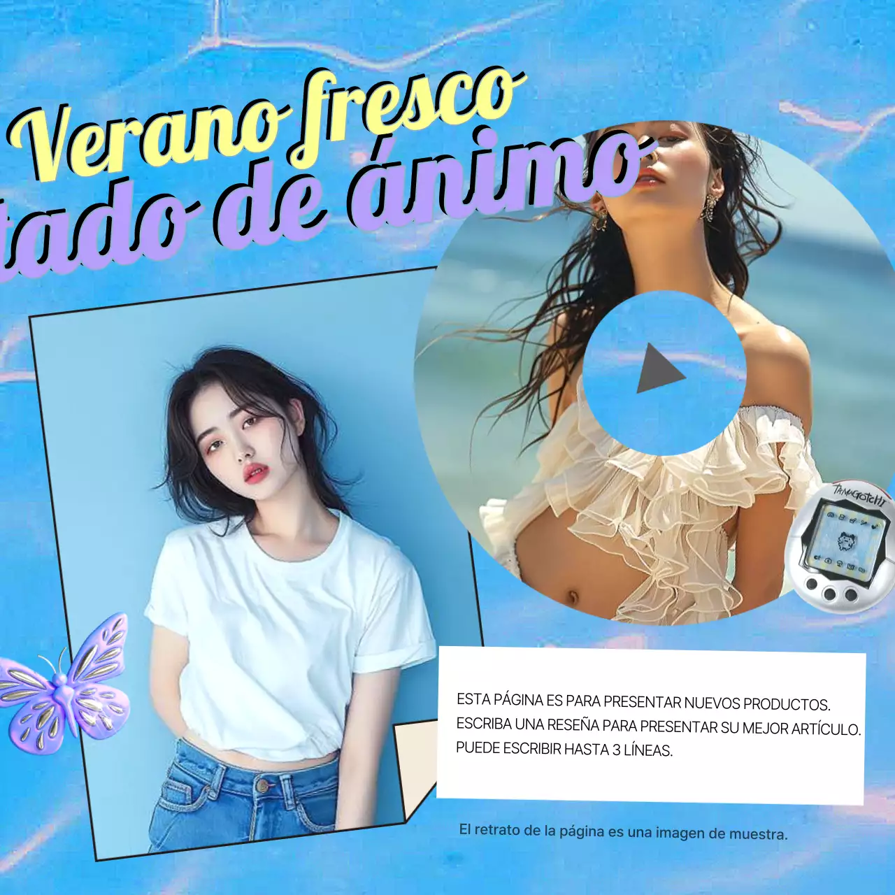 Kitschy Y2K postes de marca en azul claro