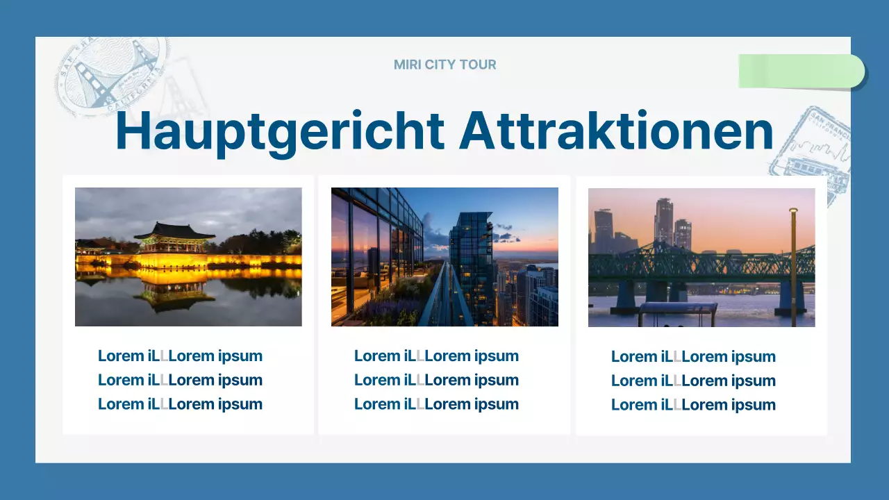 Ein moderner Stadtführer in Hellblau und Marineblau