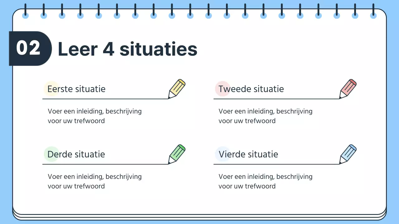 Eenvoudig lesplan voor leerkracht in blauw en wit