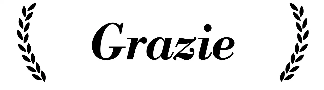 Un biglietto di ringraziamento di classe con allori e caratteri serif