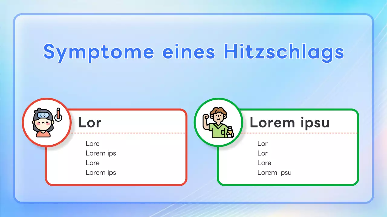 Pastellfarbene, freche Infoblätter zum Thema Hitzschlag!