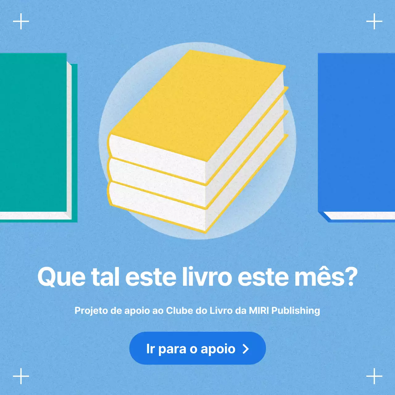Um simples post de clube de leitura em amarelo e azul claro