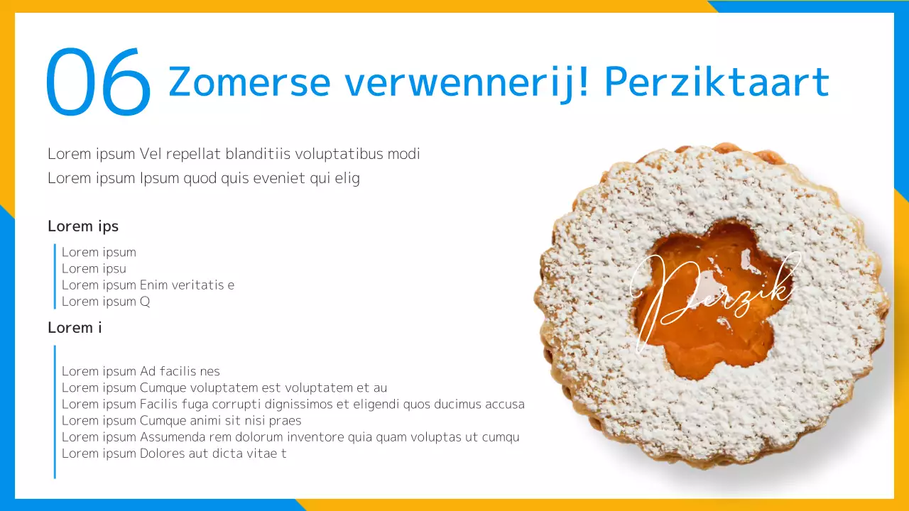 Een verfrissend zomerdessert introductie in geel en lichtblauw