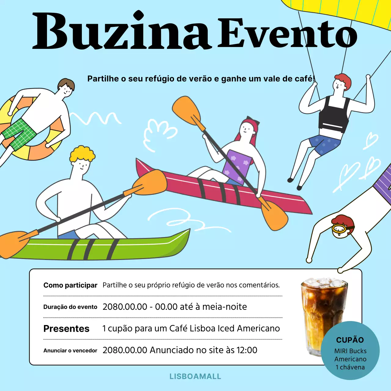 Promover eventos de verão com um toque de azul claro