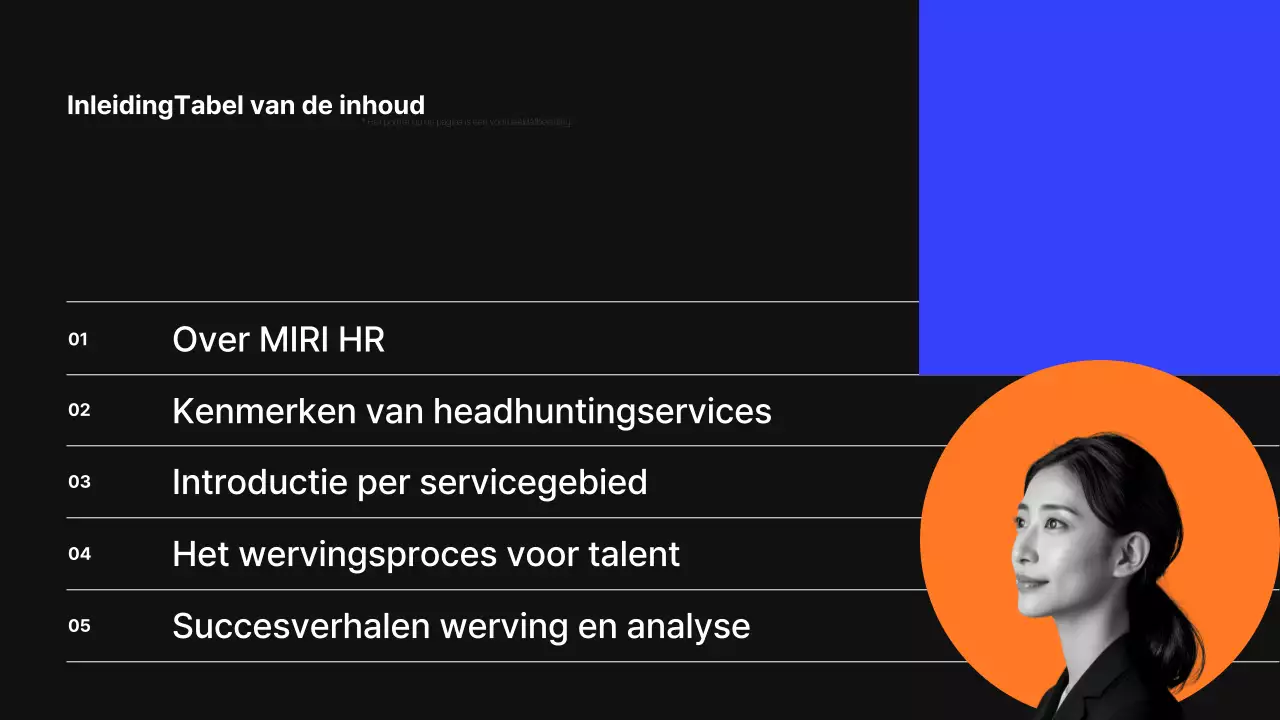 Modern voorstel voor headhunting service in zwart en blauw