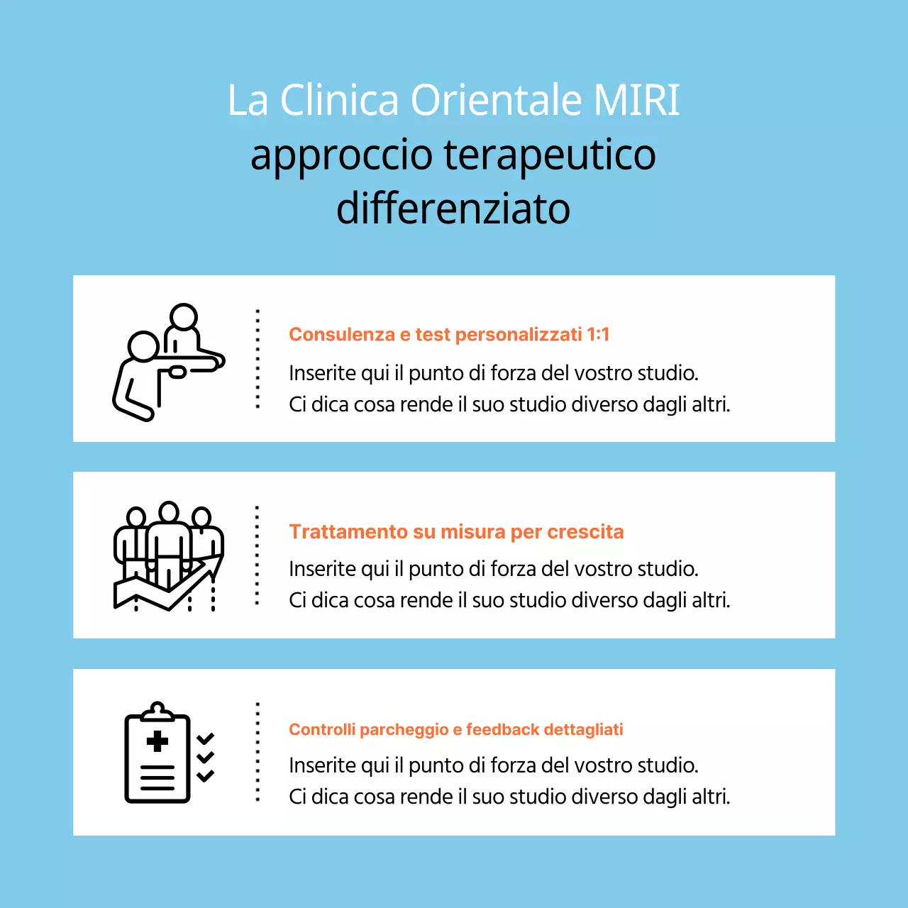 Promozione di un semplice ambulatorio di medicina cinese per la crescita dei bambini in azzurro e arancione