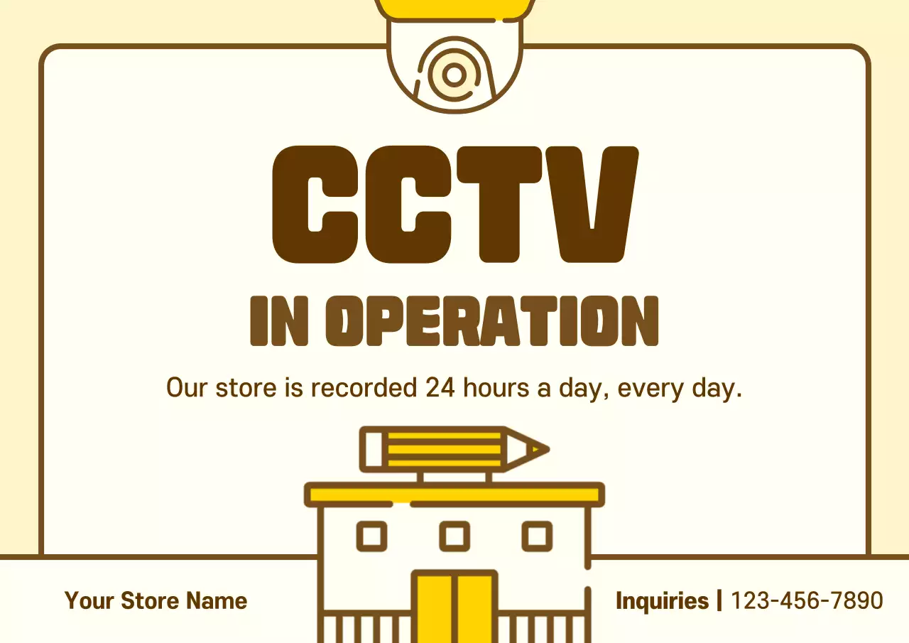Beige Minimal Cctv Notice Poster