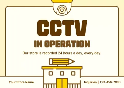 Beige Minimal Cctv Notice Poster