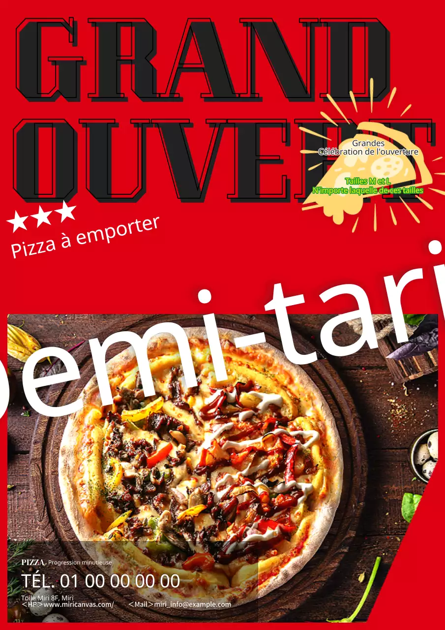 Publicité simple et moderne pour une pizzeria à emporter en rouge