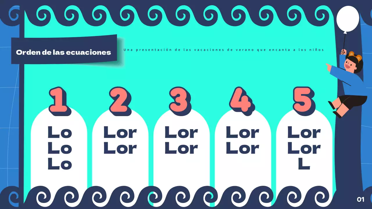 Presentación de las vacaciones de verano en menta y azul marino