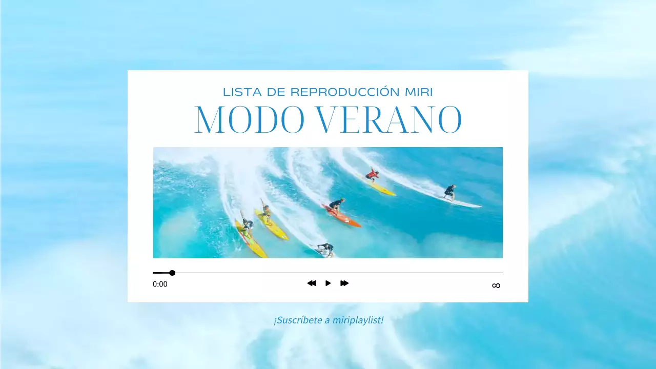 Sencilla portada de lista de reproducción de música veraniega en azul claro y blanco