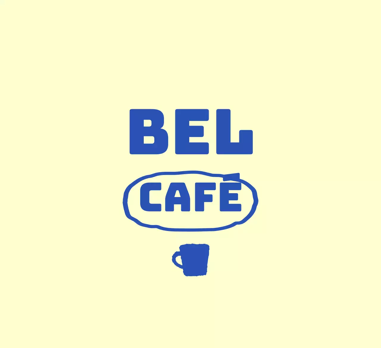 Promotie van een geel en blauw café drank illustratie concept