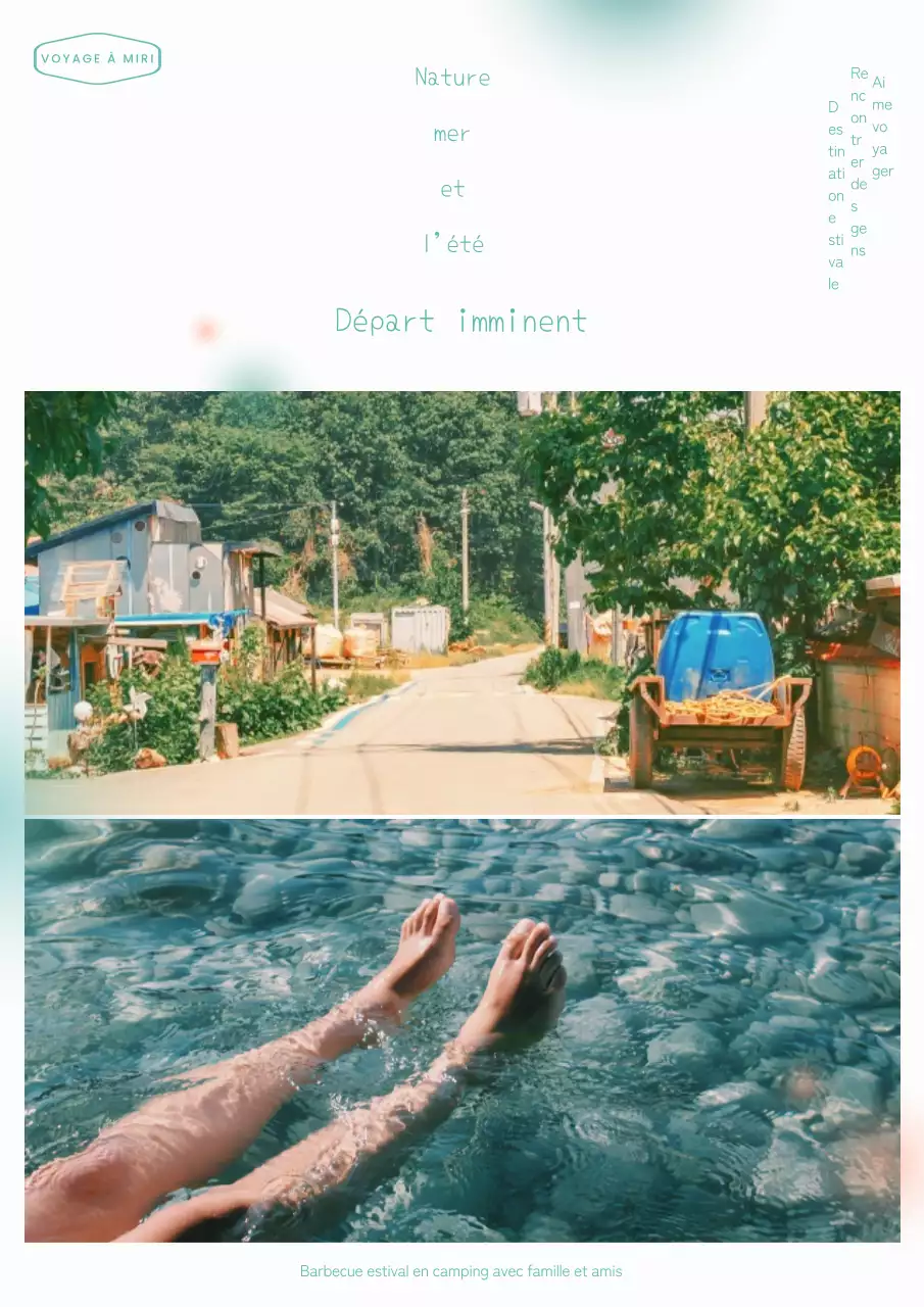 Publicité pour des produits de voyage simples de couleur menthe.