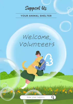 Blue Aesthetic Animal Volunteer Invitation Poster