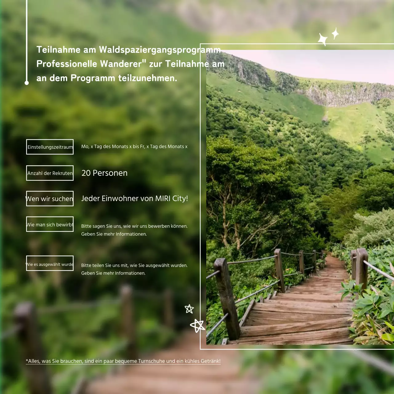 Green Nature Walks Einstellungsleitfaden