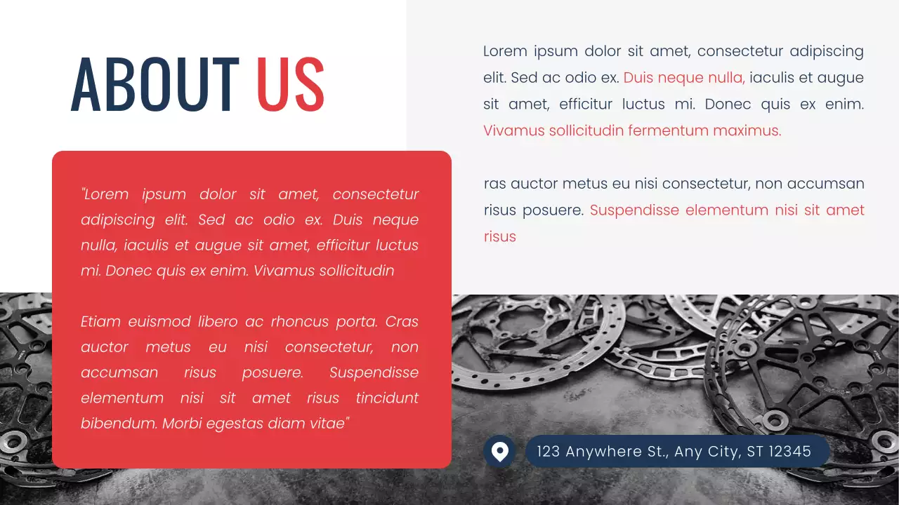 Navy Red modern minimal Bike Shop company's introduction