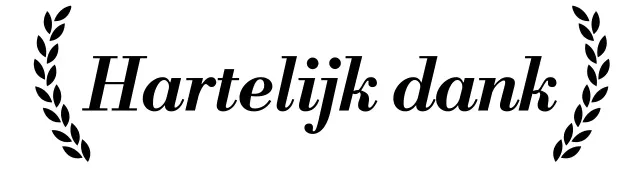 Een stijlvol bedankbriefje met lauwerkransen en schreefletters